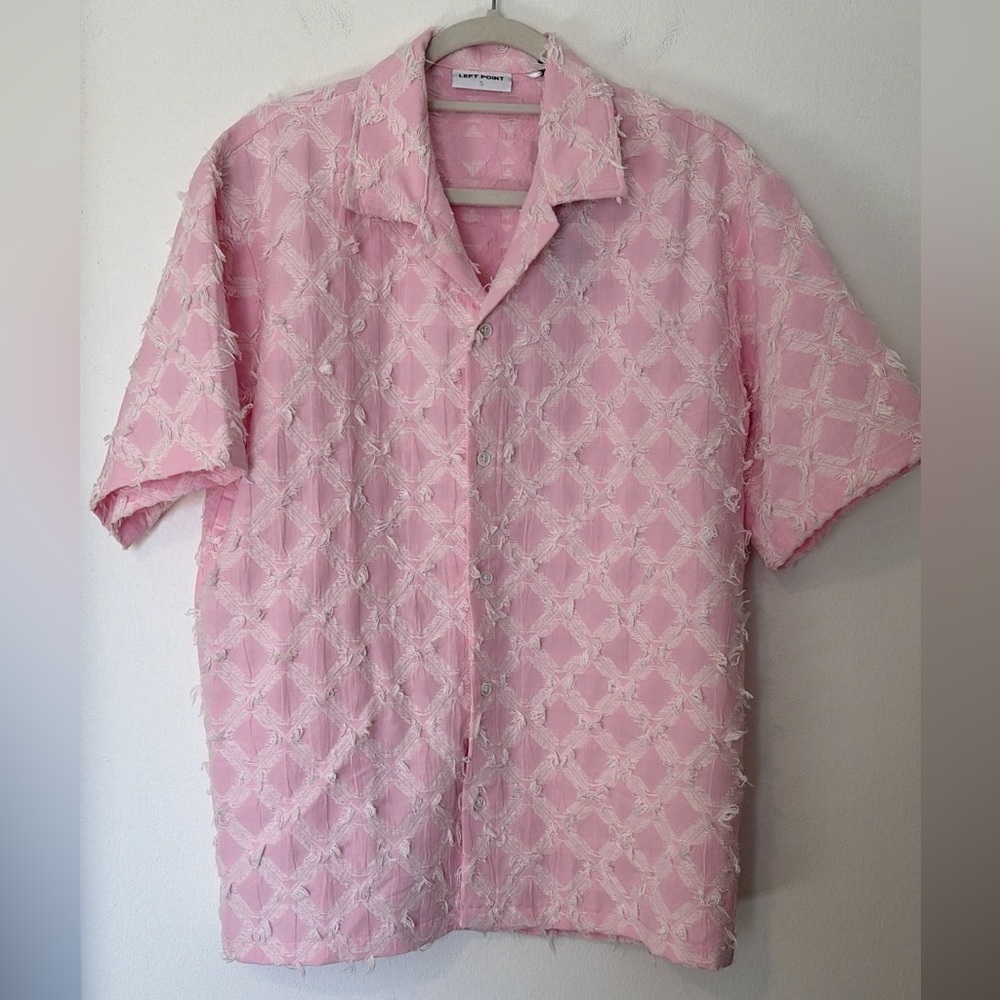Pink Patterned Men's Shirt and Short Set NWT Medium